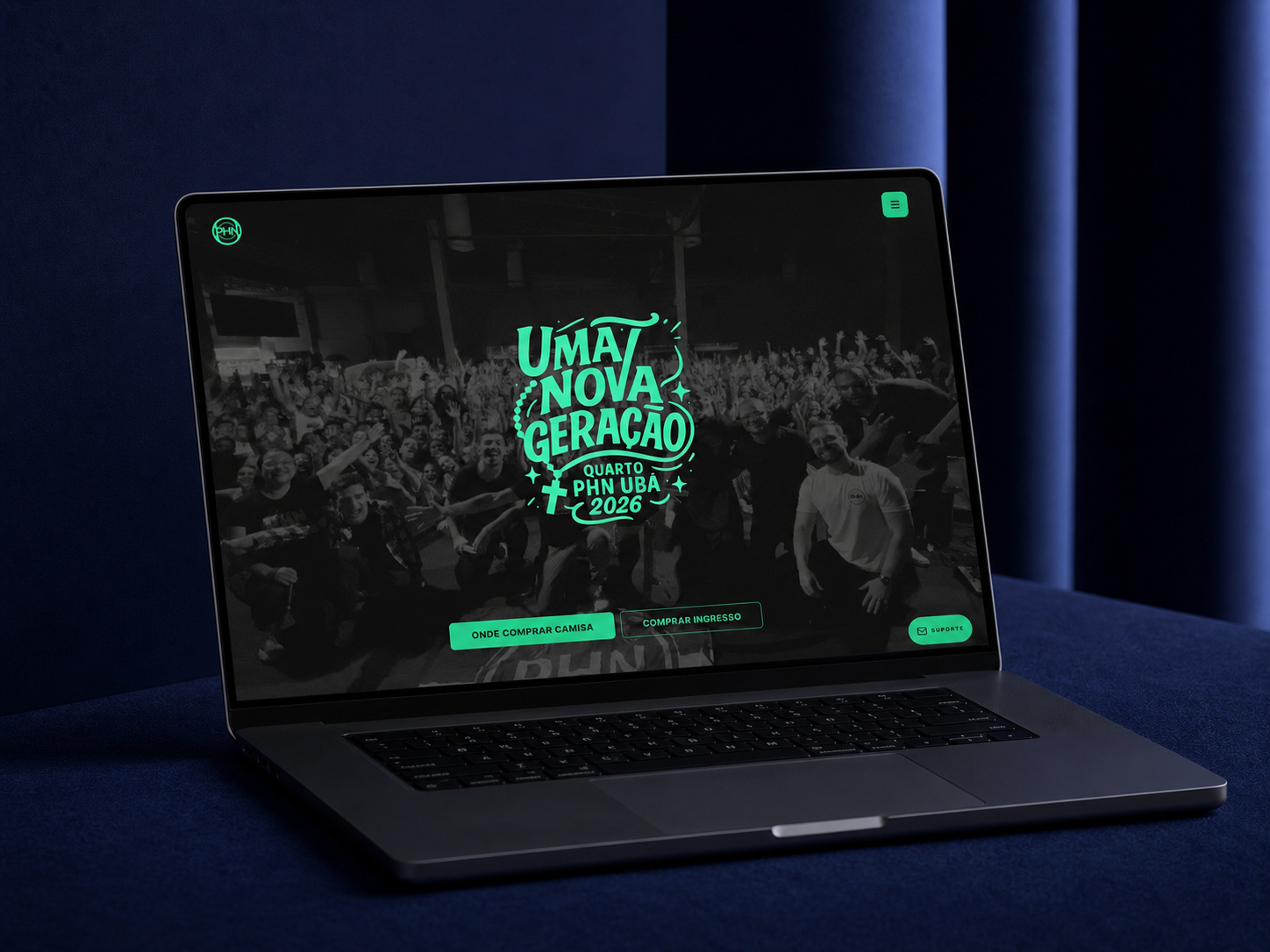 Mockup do site e plataforma do 4º PHN Ubá 2026